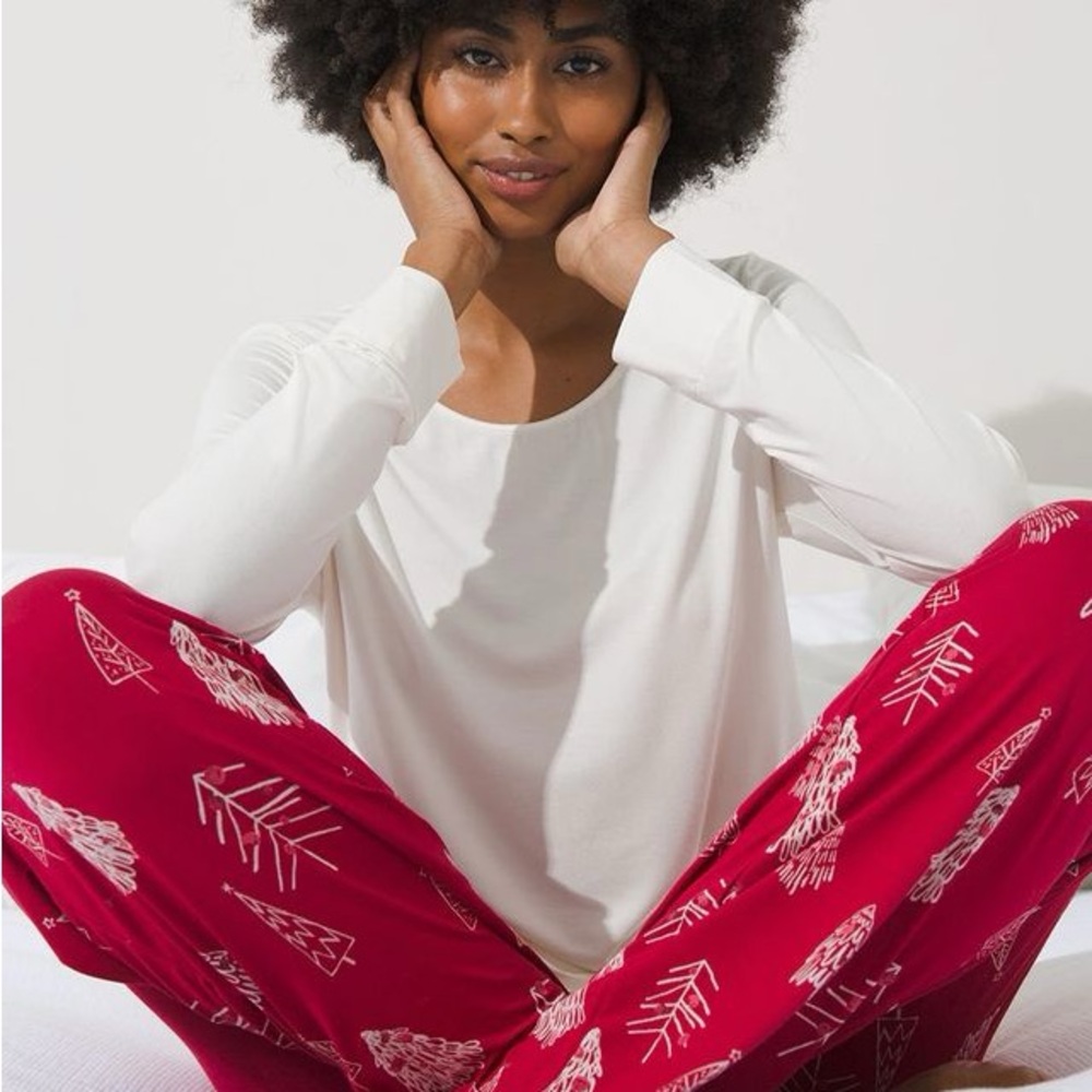 Soma White and Red Pajama Set